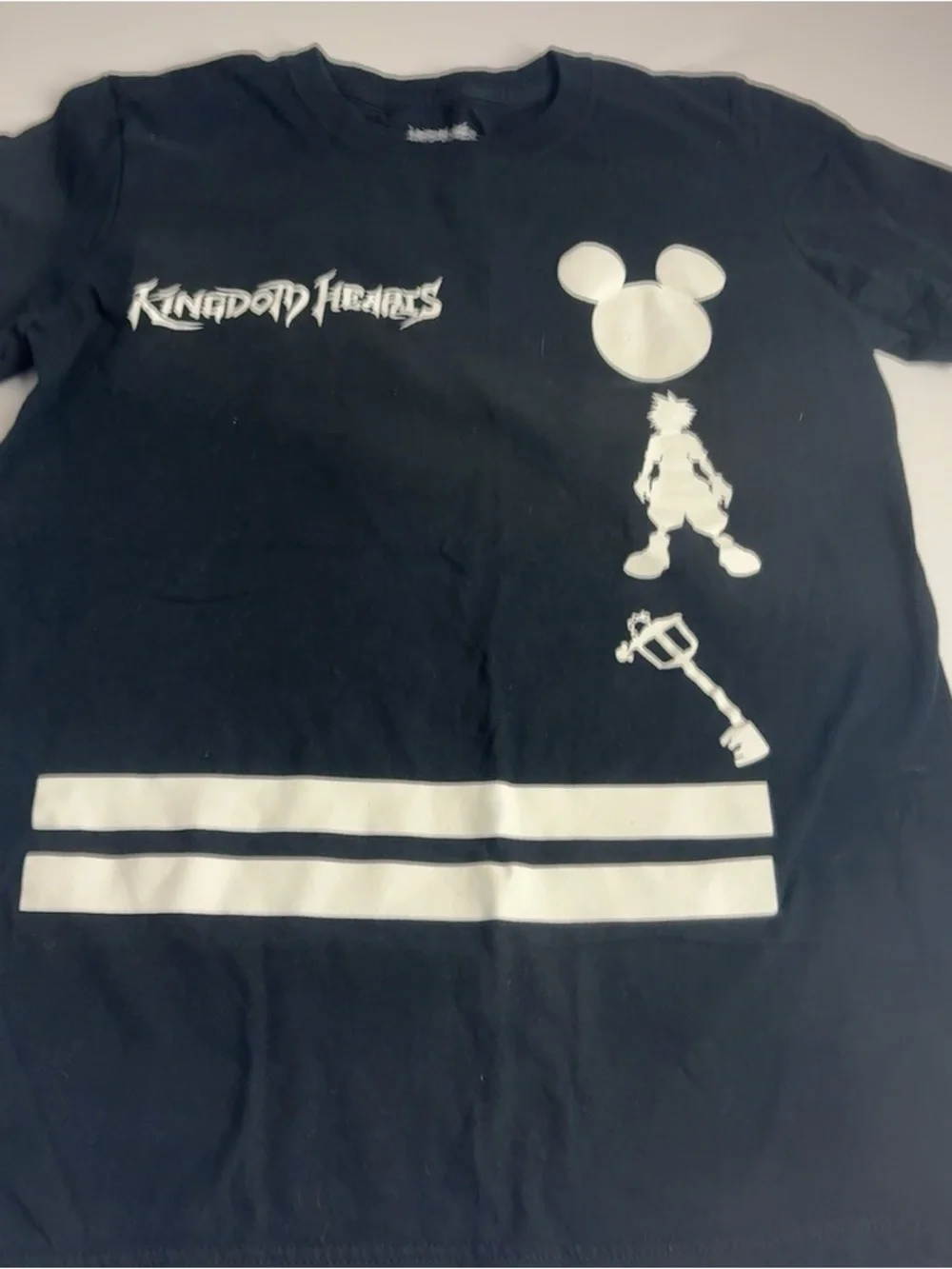 Disney Black Kingdom Hearts Graphic Tee with White Icons - Picture 3 of 4